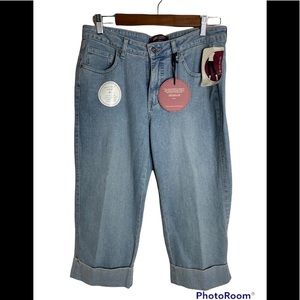 NWT LEE Riveted Mid Rise Mid Calf Capri Cuffed Jeans size 12M
